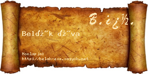 Belák Éva névjegykártya